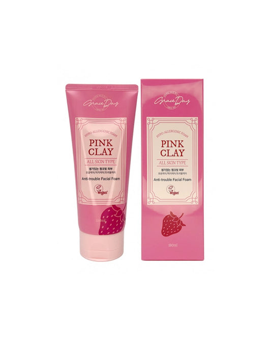 Detergente viso in schiuma anti-imperfezioni all'argilla rosa